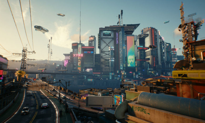 Night City ist die offene Spielwelt von Cyberpunk 2077. Die riesige Metropole besteht aus Wolkenkratzern, Highways und futuristischen Fahrzeugen - zu Land und in der Luft.